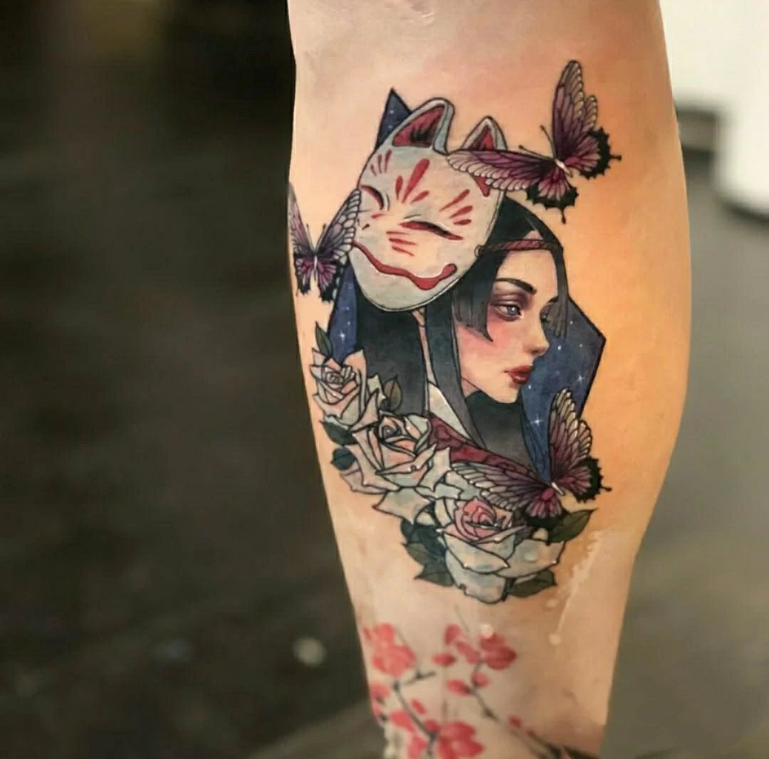 可爱少女心的9张女生漫画纹身图片