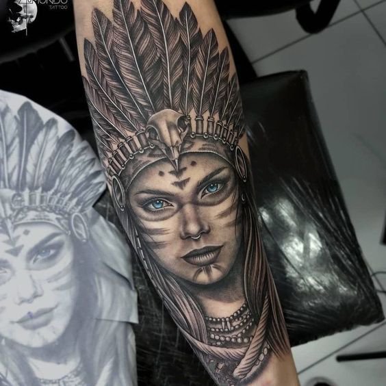 9张写实的印第安纹身图片