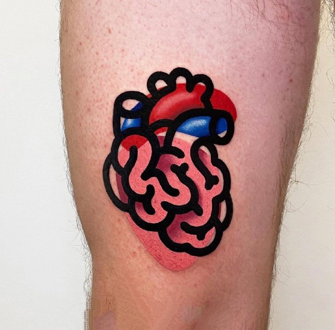 粗线条与大色块碰撞的彩色纹身图片9张