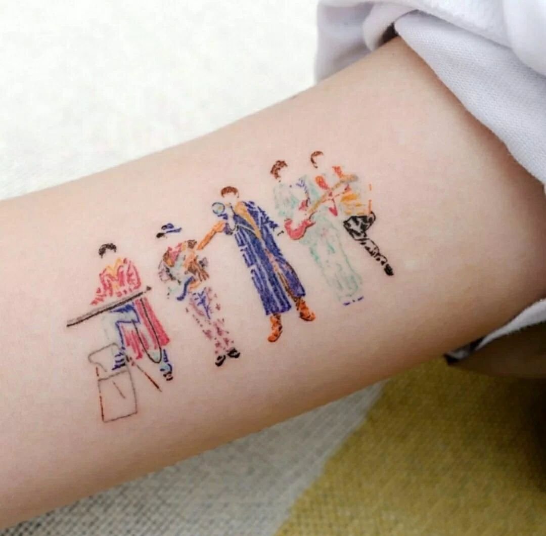 彩色小清新的一组插画纹身图片