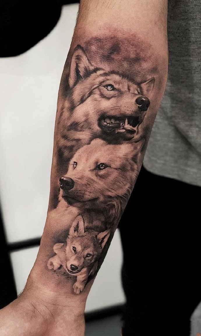 凶猛霸气的一组狼纹身图片