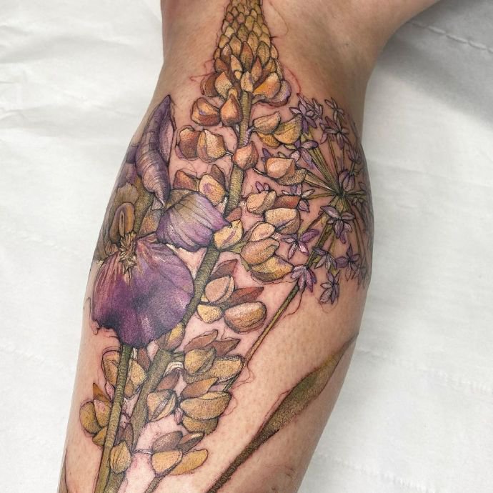 一组精美清新的水彩植物纹身图片