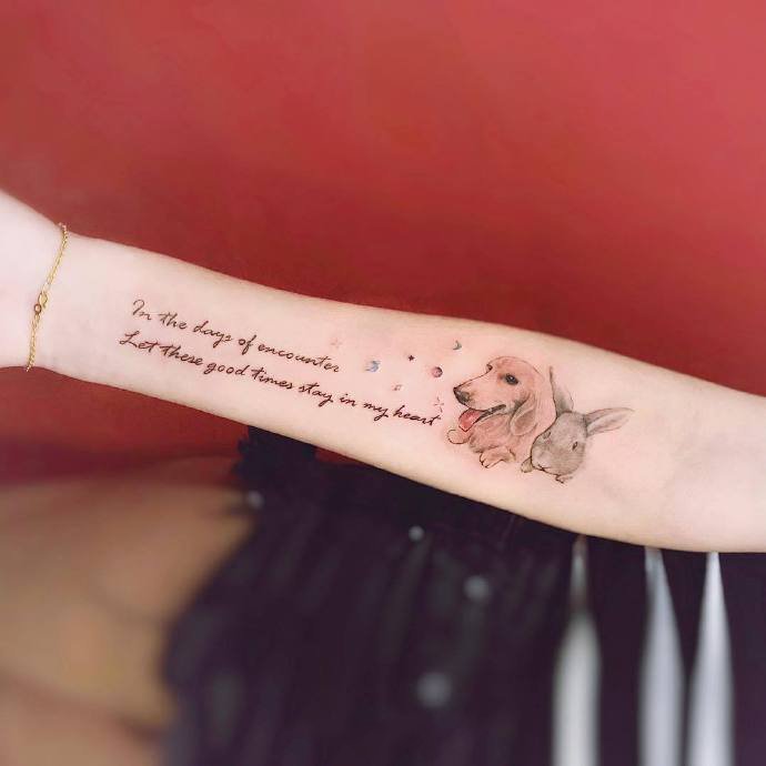 一组可爱的小清新宠物纹身图片