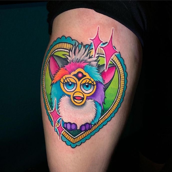 9张newschool风格的腿部动漫纹身图片