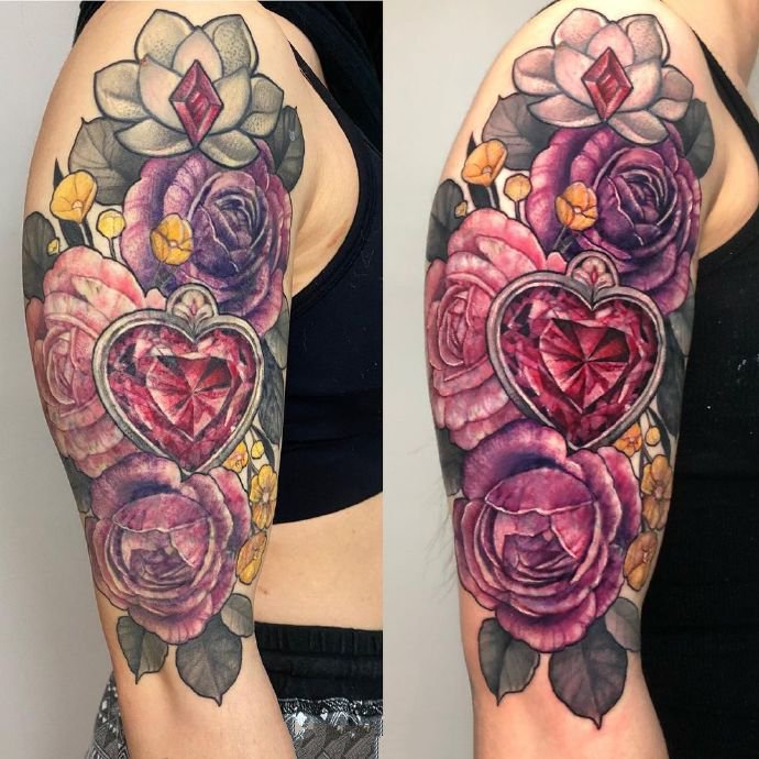 以花朵为主题的9张newschool纹身图片