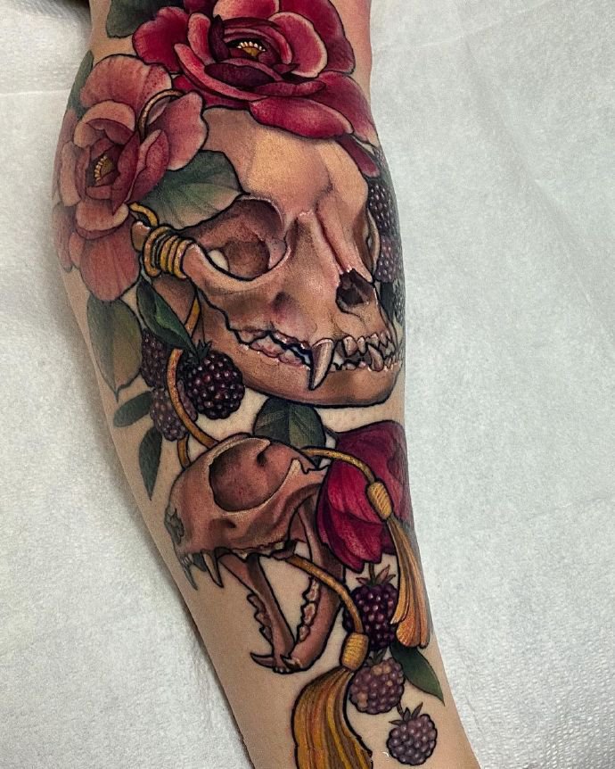 以花朵为主题的9张newschool纹身图片