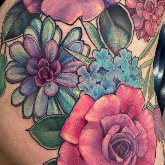 以花朵为主题的9张newschool纹身图片