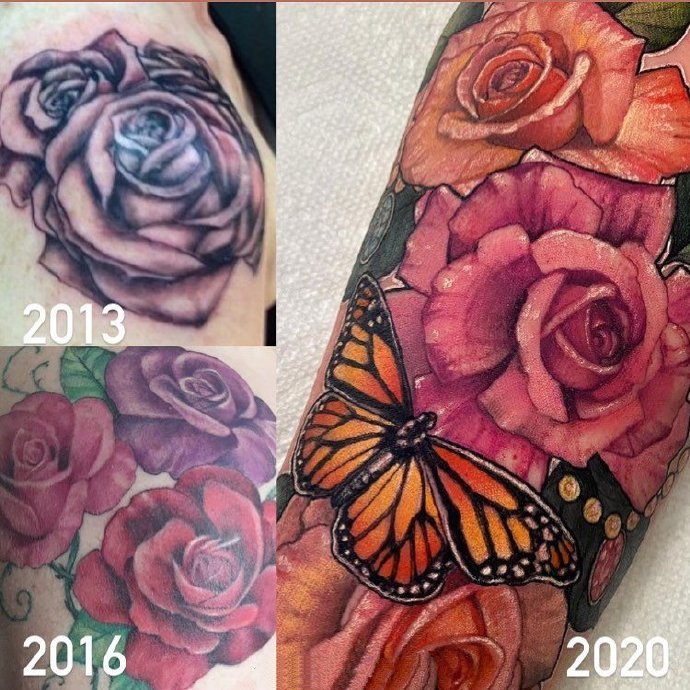 以花朵为主题的9张newschool纹身图片