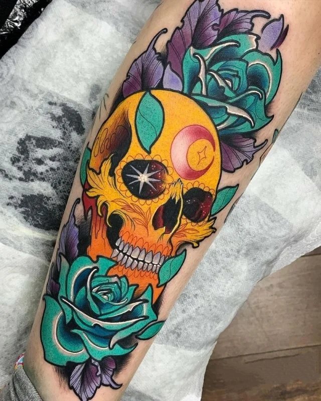 9张代表死亡与重生的骷髅纹身图片