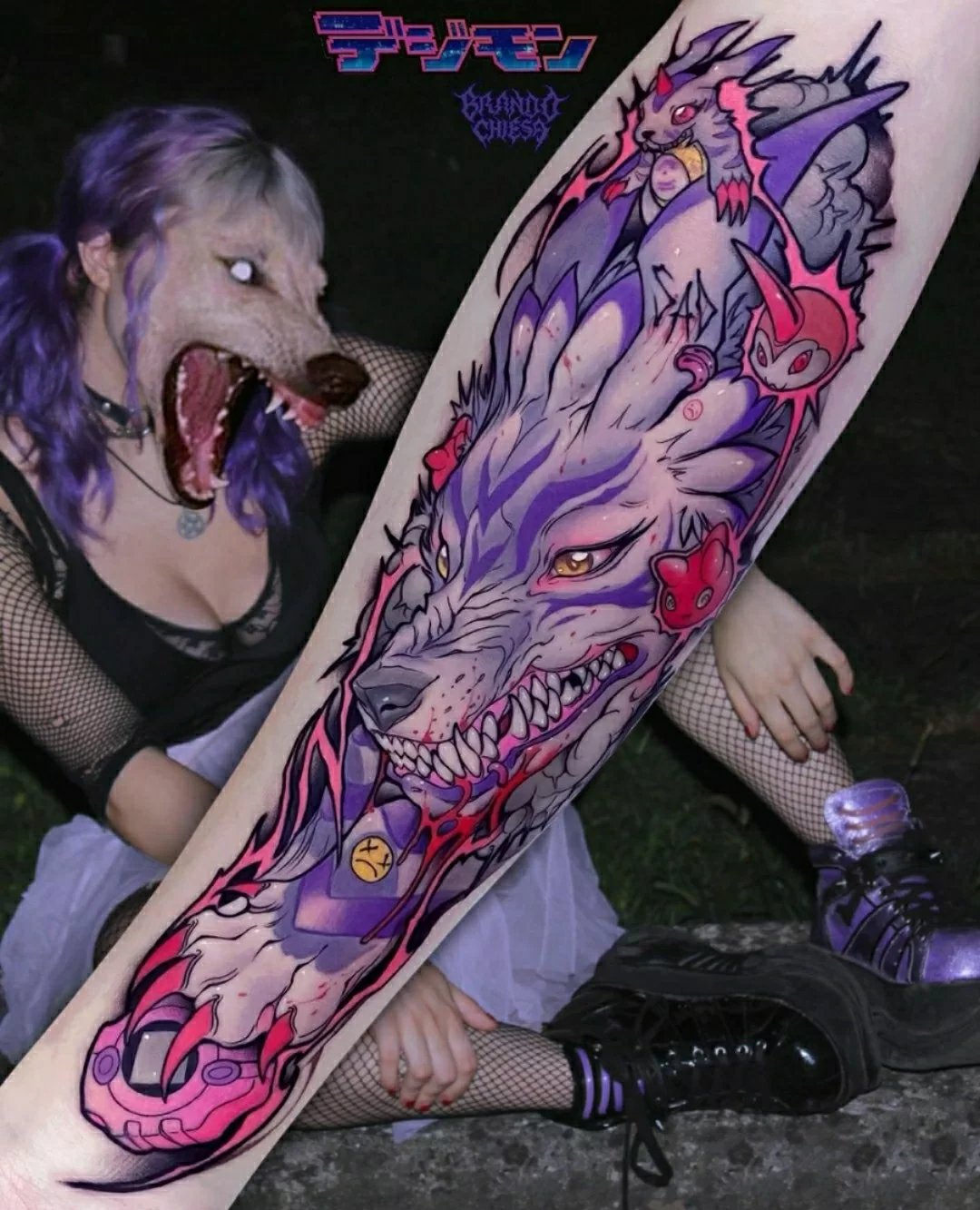 靓丽彩色的女生二次元纹身图片9张