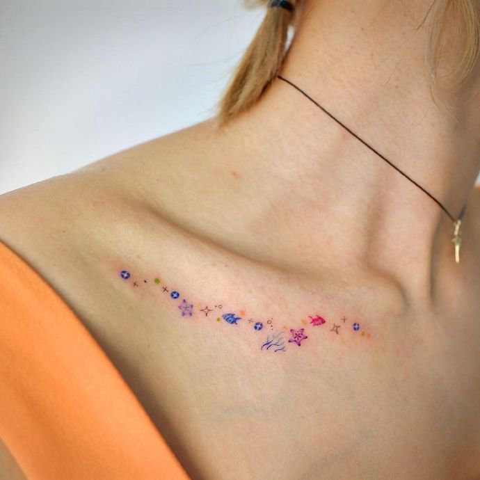 成串的女生小清新纹身图片9张