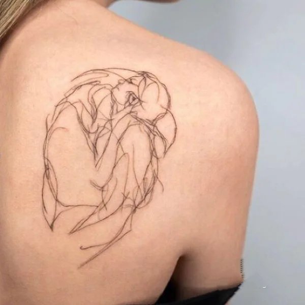 9张关于爱情的线条纹身图片