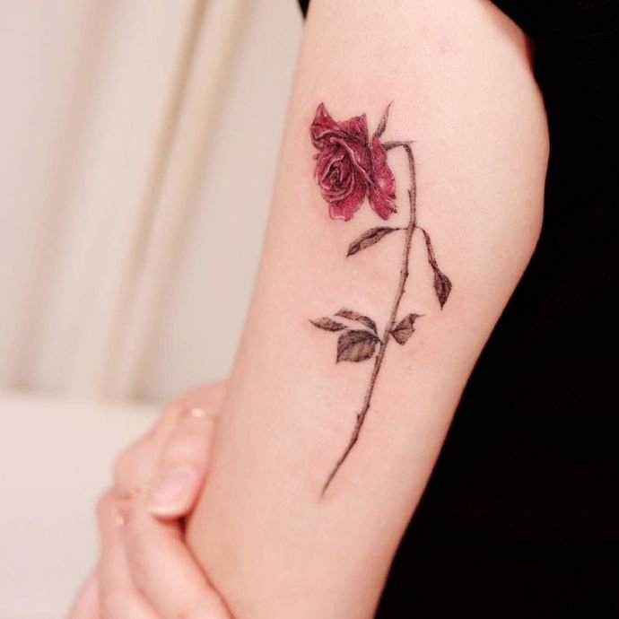 性感女人最爱的红色系花卉纹身图片9张