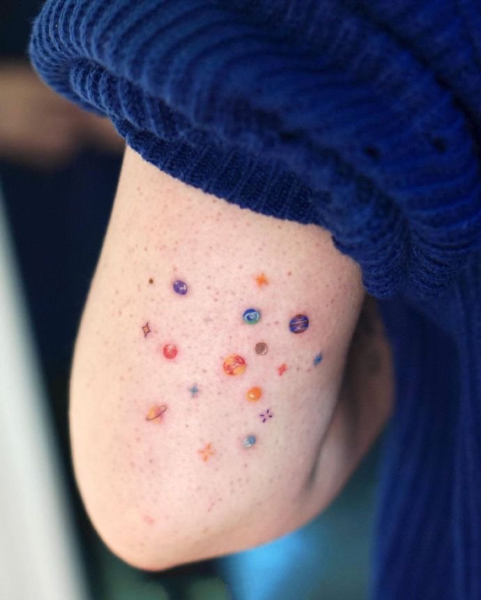 一组很可爱的彩色小图案纹身图片