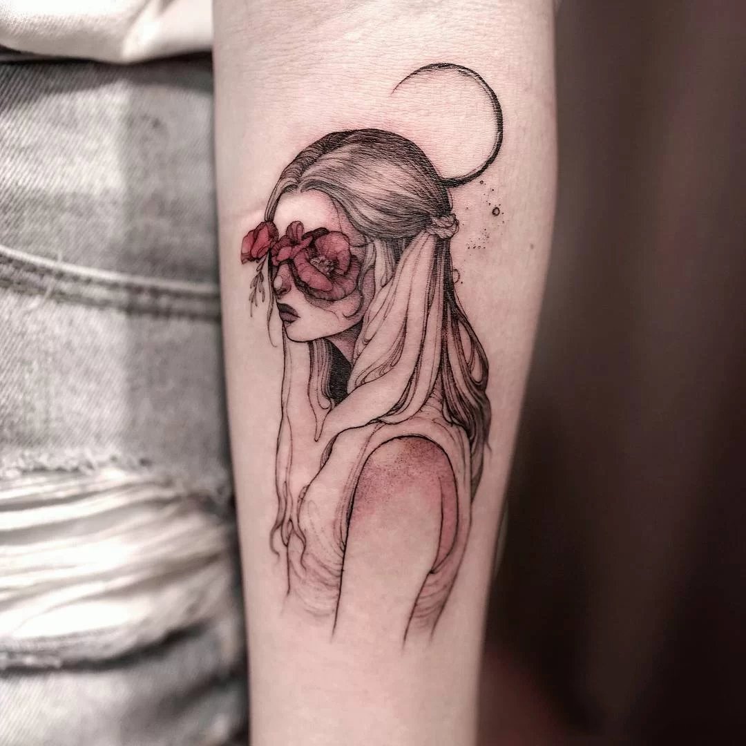 9张漫画风格的美丽少女纹身图片