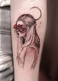 9张漫画风格的美丽少女纹身图片