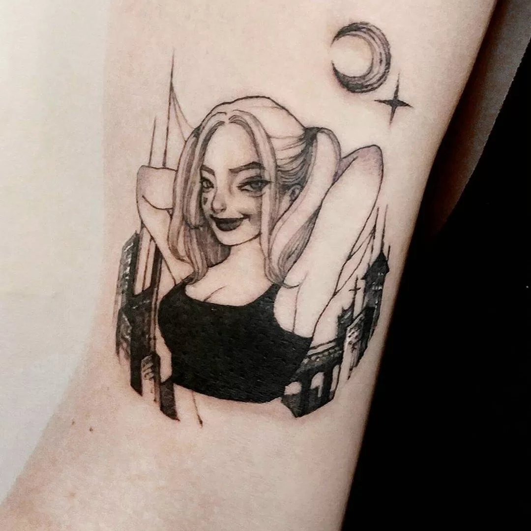 9张漫画风格的美丽少女纹身图片
