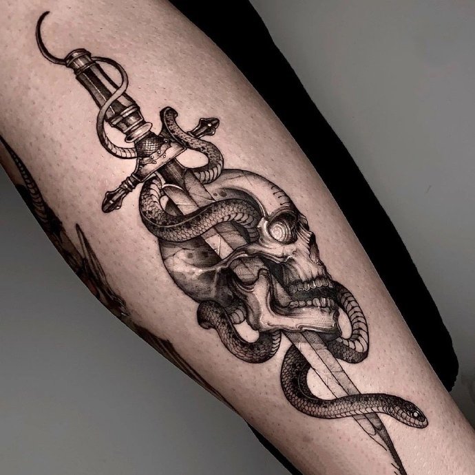 9张精美的黑灰蛇纹身图片