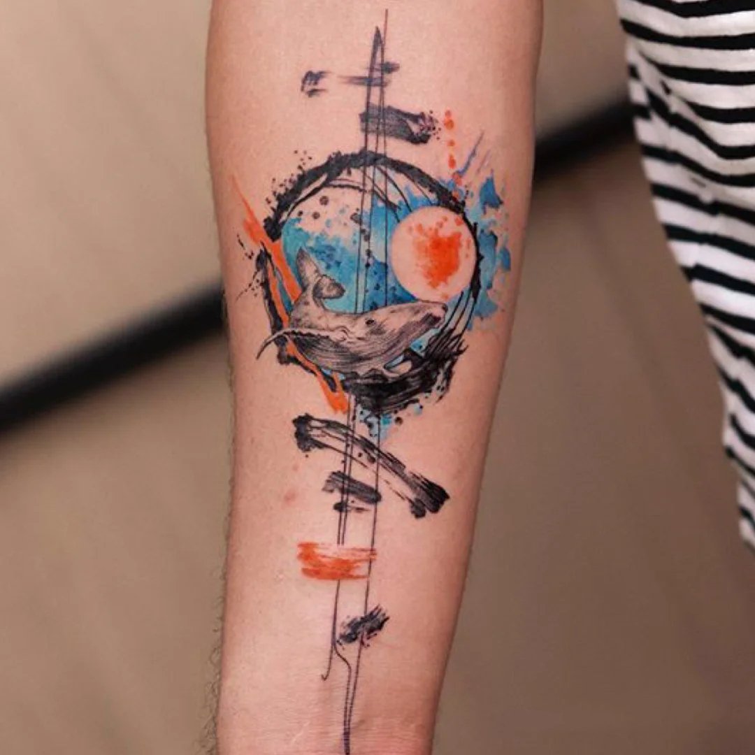 水彩风的一组好看纹身图片推荐