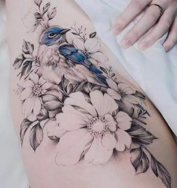 神秘美丽的素花纹身图片9张