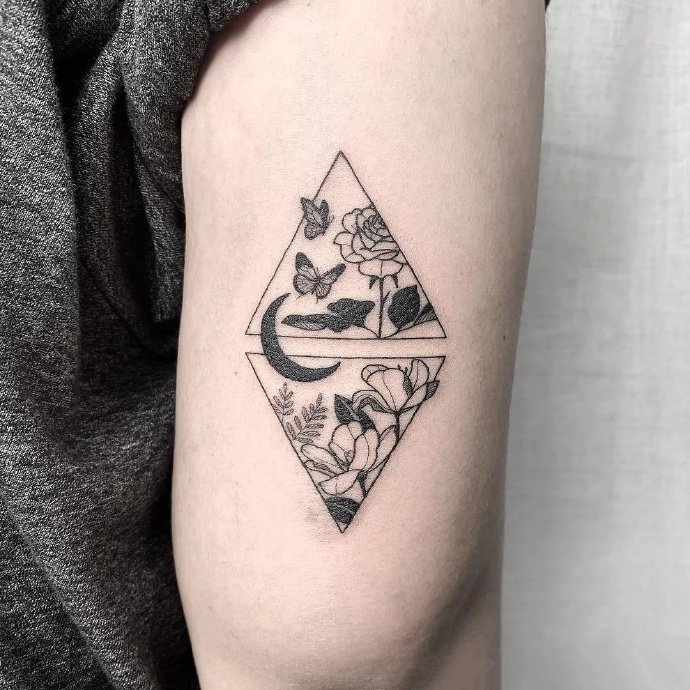 手臂上的9张创意双三角形纹身图片