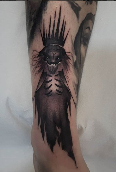 一组适合大臂腿部的暗黑风纹身图片