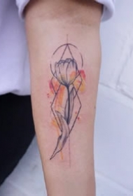 一组几何和水彩完美结合的纹身