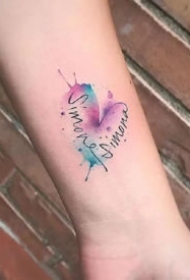 一组清新水彩风可爱纹身图案