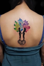 九款女生背部彩色小清新纹身图案欣赏