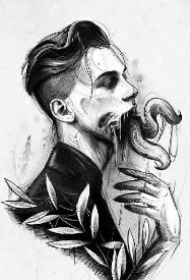 一组暗黑恶魔主题的纹身手稿图片