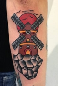 一组oldschool写实彩色纹身图案