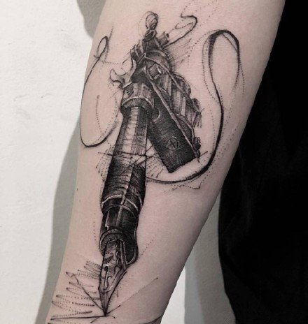 帅气的一组9张黑灰精品纹身作品图