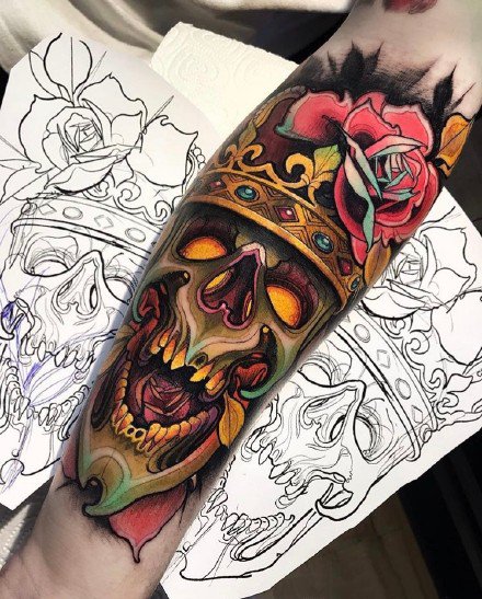 newschool风格的9款大彩图包臂人像纹身作品