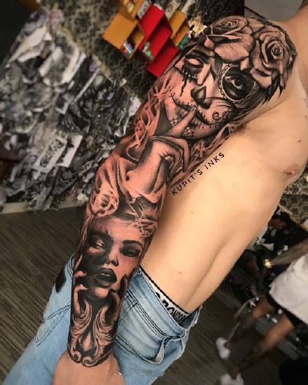 欧美花臂纹身 13款欧美创意写实的手臂花臂纹身图案