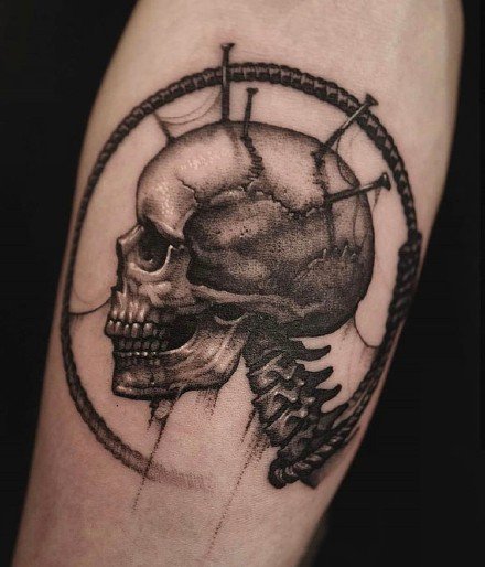 暗黑骷髅纹身 9款黑灰色的个性骷髅纹身图片