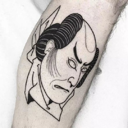 18款日式风格的般若等鬼怪面具纹身图案