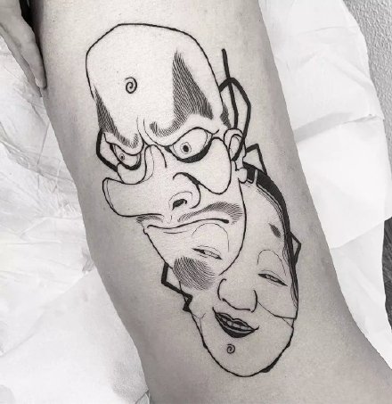 18款日式风格的般若等鬼怪面具纹身图案