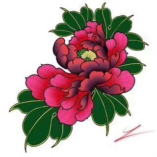 传统的9款漂亮牡丹花纹身图片