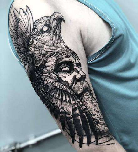 暗黑风格的9款包臂骷髅纹身作品图片