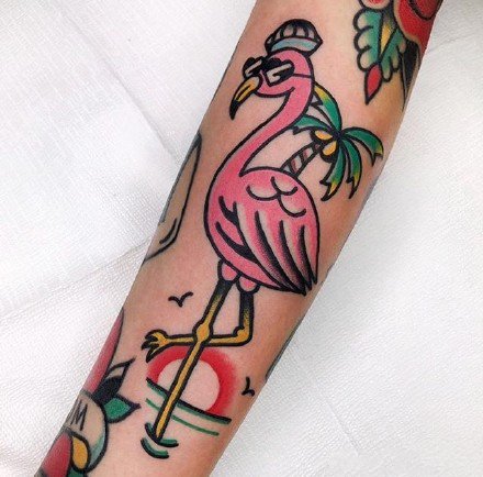 纹身火烈鸟 9款漂亮的小清新火烈鸟纹身图案