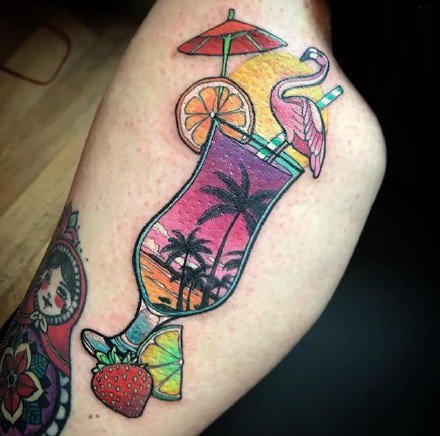 纹身火烈鸟 9款漂亮的小清新火烈鸟纹身图案