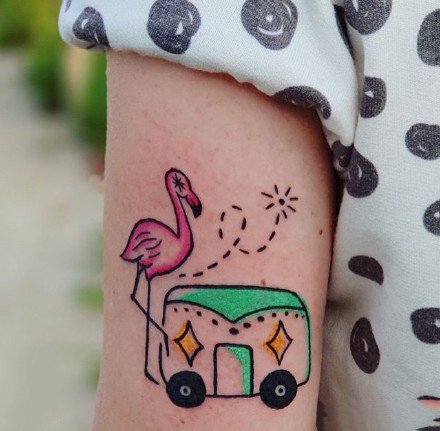 纹身火烈鸟 9款漂亮的小清新火烈鸟纹身图案