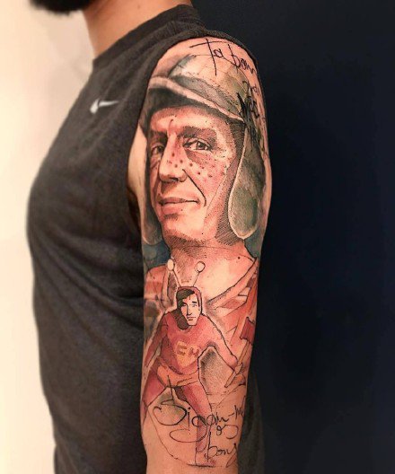 重彩色的一组水彩花臂花腿纹身作品图案