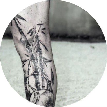 中国风水墨的9款竹子竹叶纹身图片