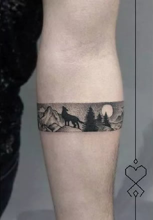 19款好看的星球星空等黑色臂环纹身图案