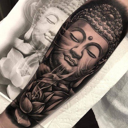 纹身佛头 13款包小臂包小腿的佛像纹身图案
