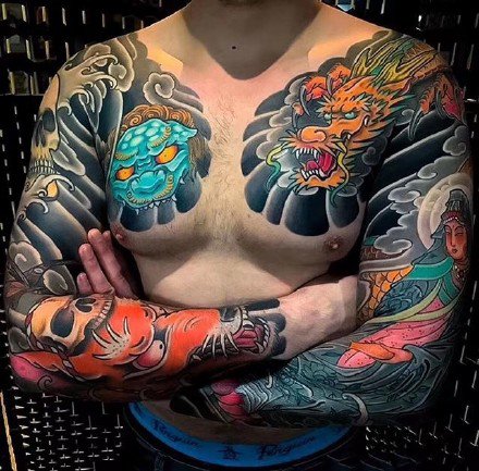 双半甲花臂纹身 9款超帅气的男性花臂双半甲纹身作品