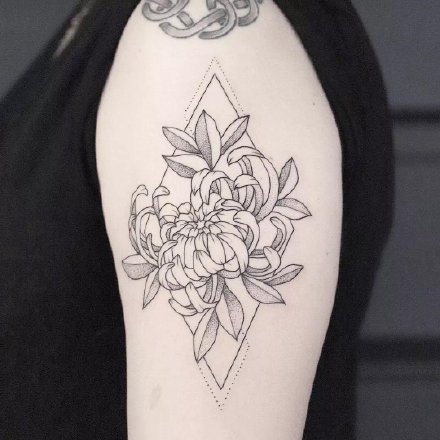 菊花刺青 9款传统风格的各部位菊花纹身图案