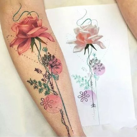 小臂上的9款小清新纹身植物花卉图片