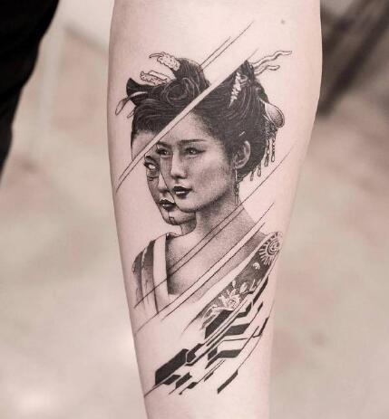 休斯顿纹身师Victor del Fueyo de la Torre几何+抽象写实的纹身作品